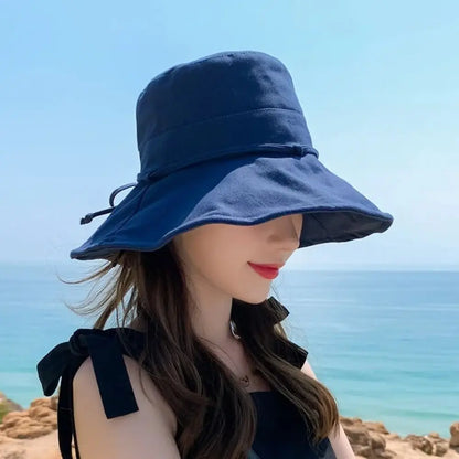 Adjustable Foldable Solid Color Sun Protection Bucket Hat