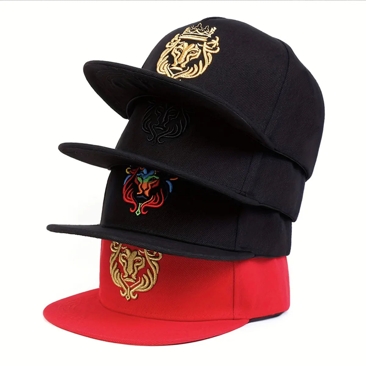 Men Women Lion Embroidered Snapback Cap