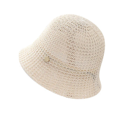 Knit Fisherman Hat Hollow Weave Sun Protection Bucket Hat