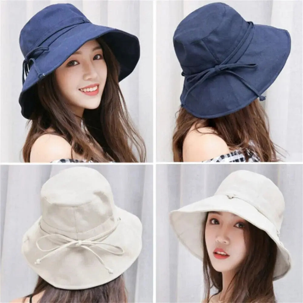 Adjustable Foldable Solid Color Sun Protection Bucket Hat