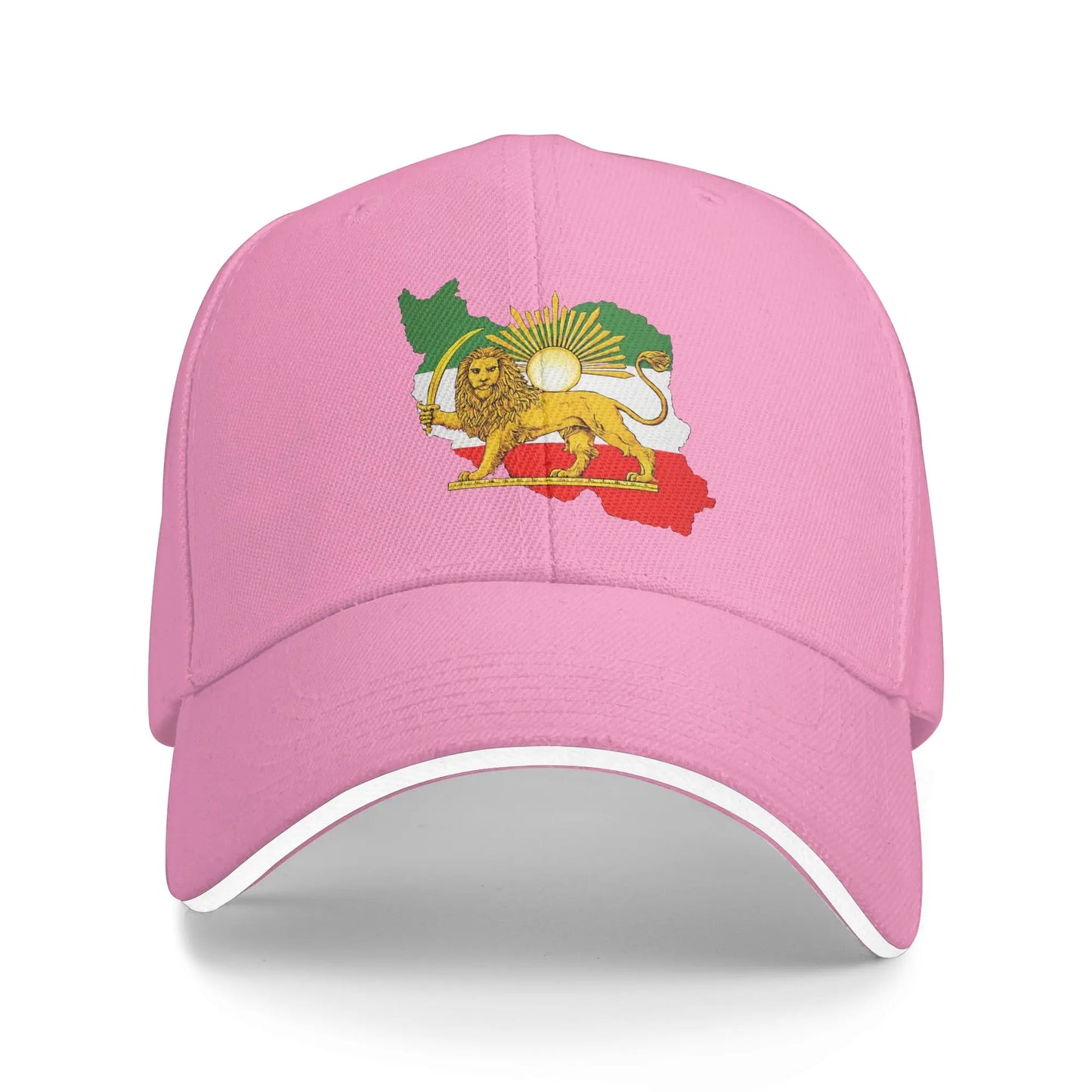 Iran Flag Map With Lion And Sun Emblem Vintage Baseball Caps