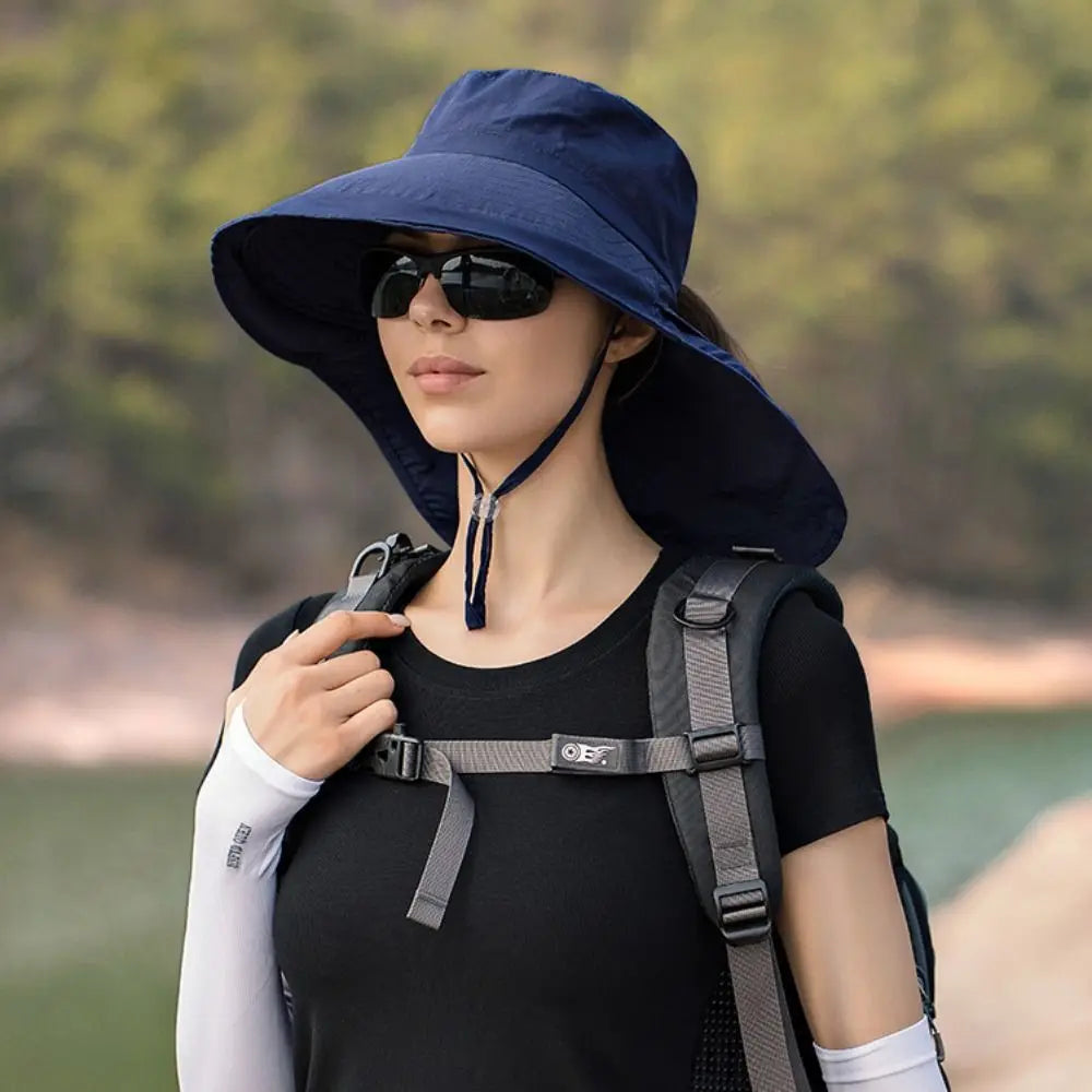 Wide Brim UV Protection Bonnet Bucket Hat