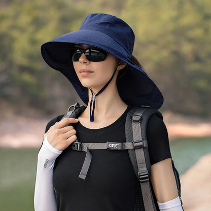 Wide Brim UV Protection Bonnet Bucket Hat