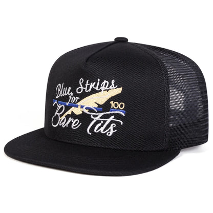 BLUE STRIPS FOR BARE TITS Embroidery Casual Snapback Cap
