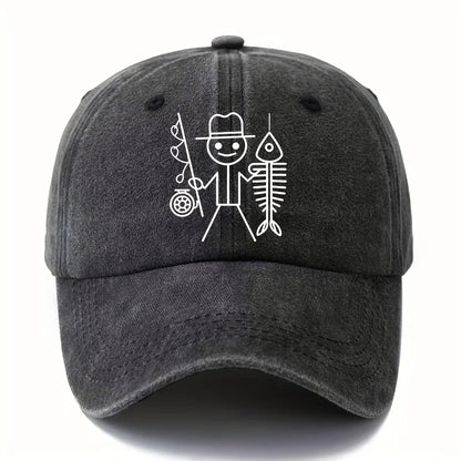 Cartoon Fishing Print Baseball Cap