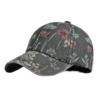Spring Denim Flower Print Casquette Baseball Cap Adjustable Outdoor Snapback Hats For Men And Women 170