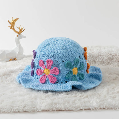 Retro Ruffled Floral Crochet Bucket Hat