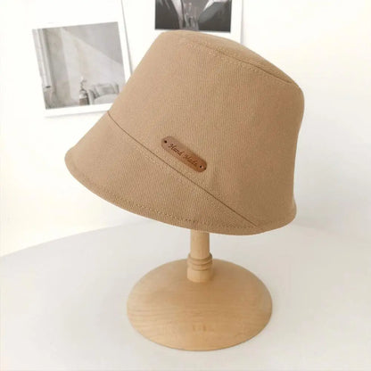 Soft Cotton Solid Color Sun Hats Black Foldable Bucket Hat