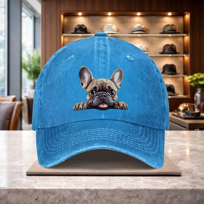 French Bulldog Trendy Denim Baseball Cap