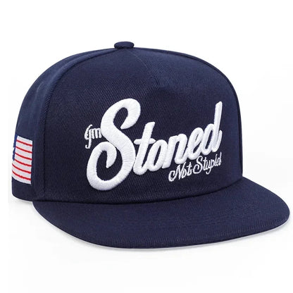 Stoned Letter Embroidered Mesh Snapback Cap
