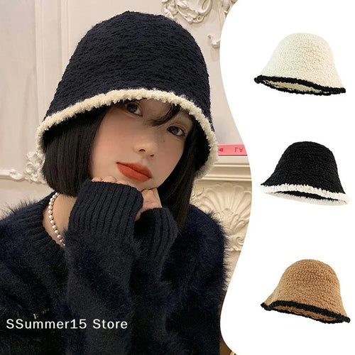 Women's Color Block Knit Fisherman Bucket Hat