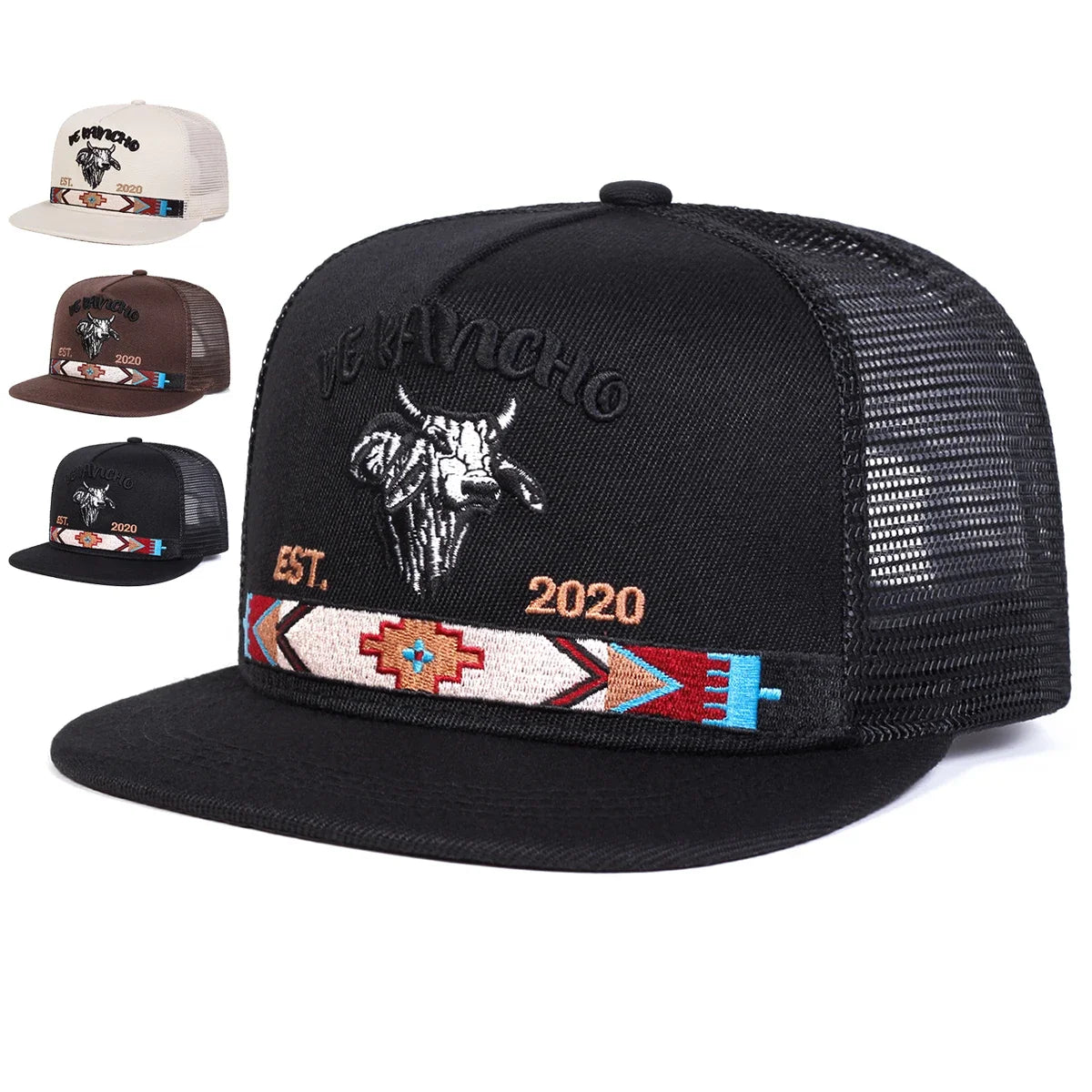 Bullhead Letter Embroidered Mesh Snapback Cap