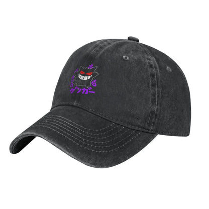 Retro Gengar Cool Graphic Distressed Denim Baseball Cap