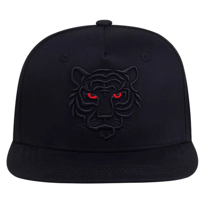 Black Tiger Embroidered Cotton Trucker Snapback cap