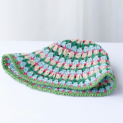 Multicolor Crochet Foldable Straw Bucket Hat