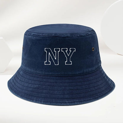 Vintage Washed NY Embroidered Bucket Hat