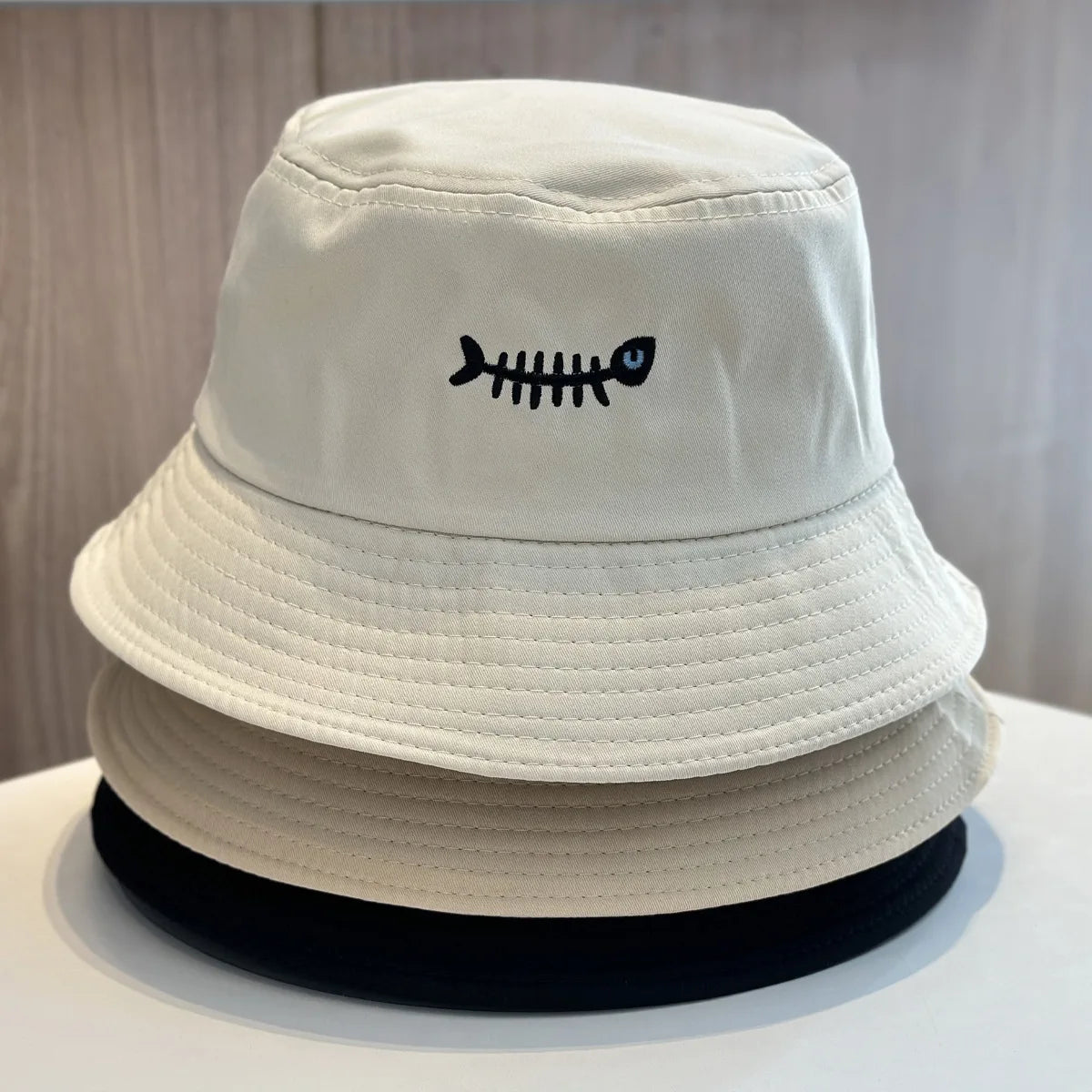 Popular Unisex Summer Bucket Hat For Women Embroidery Fish