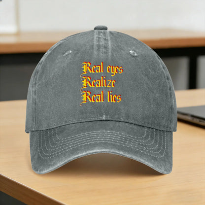Real Eyes Realize Real Lies Washed Baseball Cap