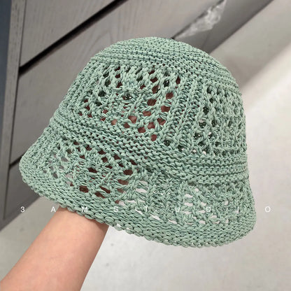 Korean Solid Color Knitted Bucket Hat