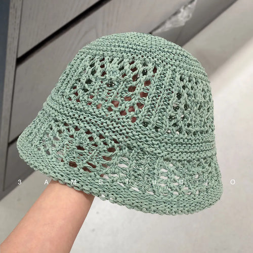 Korean Solid Color Knitted Bucket Hat