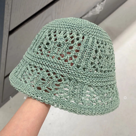 Korean Solid Color Knitted Bucket Hat