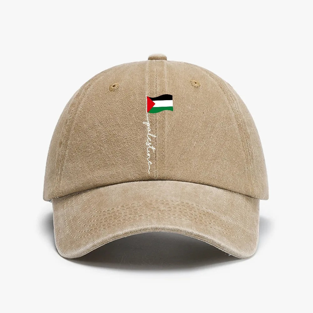 Palestine Flag Print Washed Baseball Cap