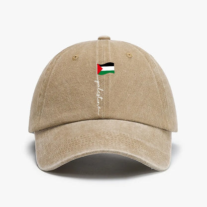 Palestine Flag Print Washed Baseball Cap