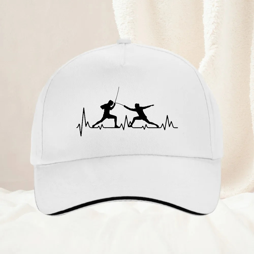 Fencing Heartbeat Sports Baseball Cap