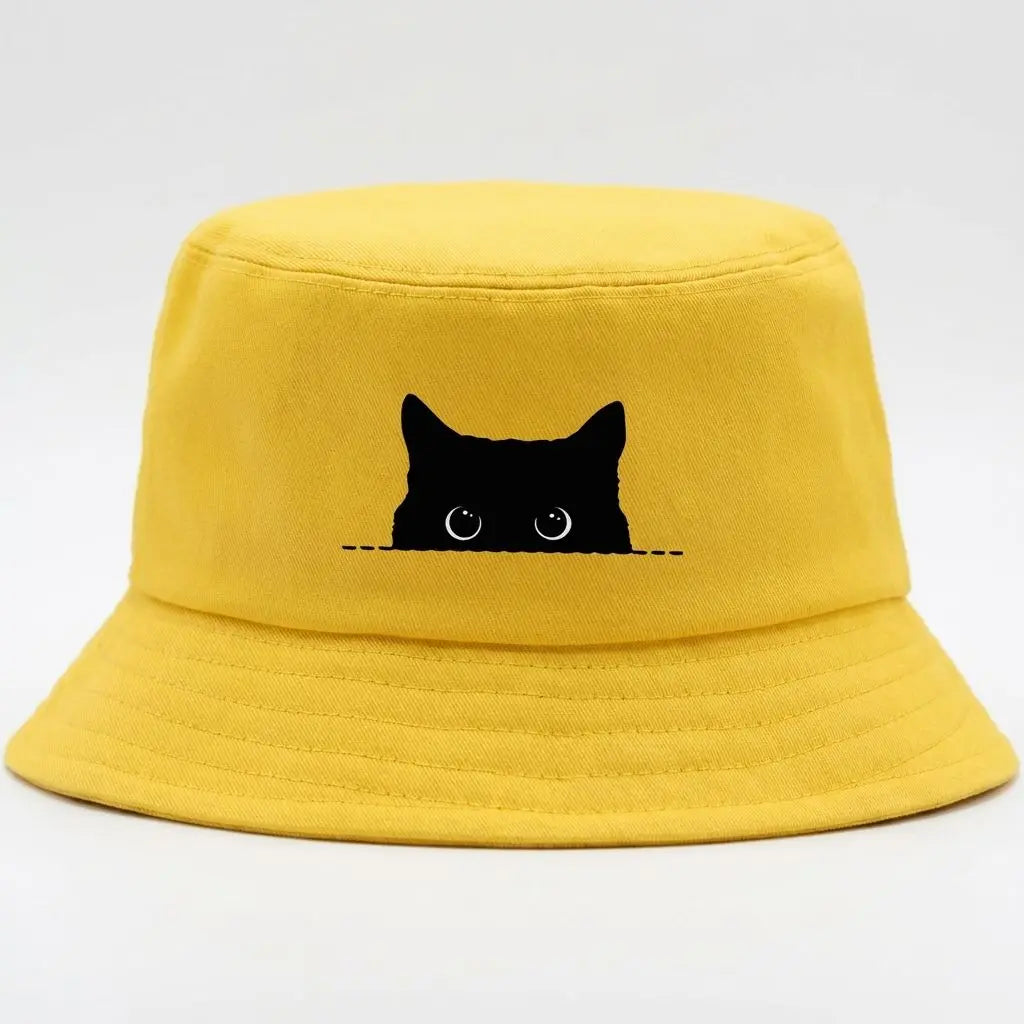 Black Cat Printed Fisherman Bucket Hat Unisex
