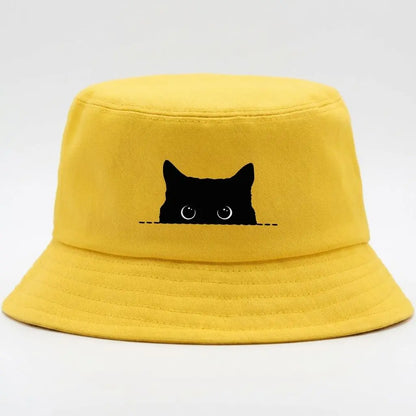 Black Cat Printed Fisherman Bucket Hat Unisex