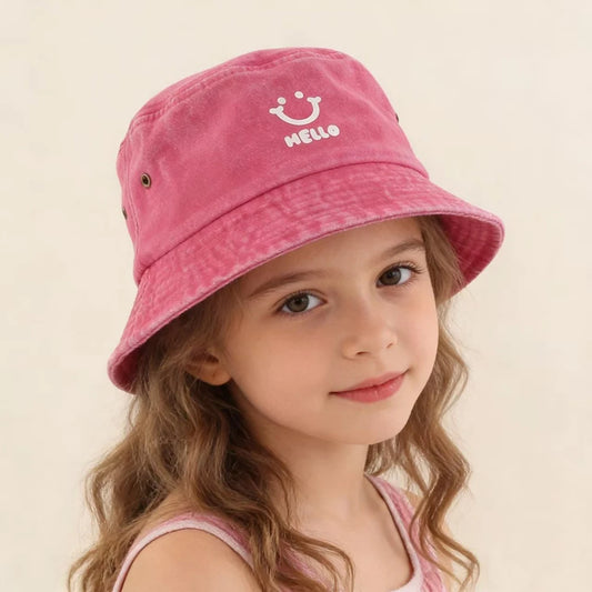 Kids Smile Face Cotton Bucket Hat