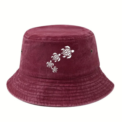 Printed Turtle Washed Bucket Hat
