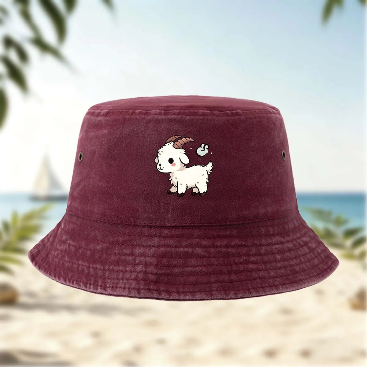 Printed White Lamb Bucket Hat