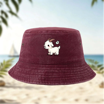 Printed White Lamb Bucket Hat