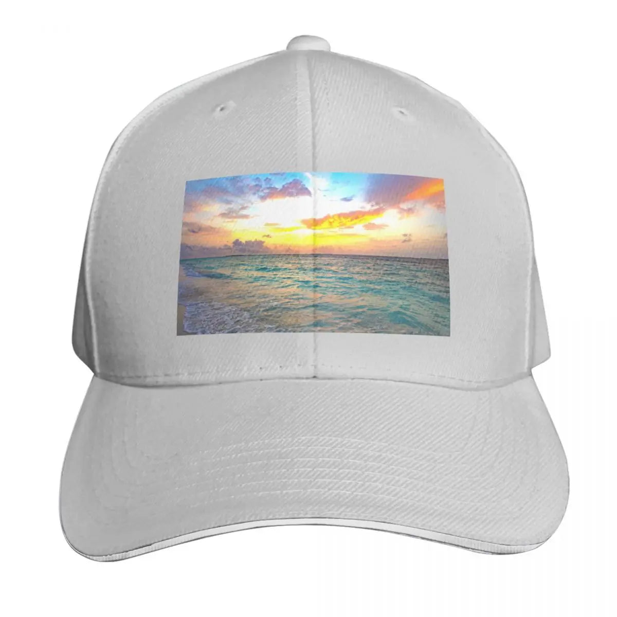 Sunset Over The Ocean Curved Brim Baseball Cap