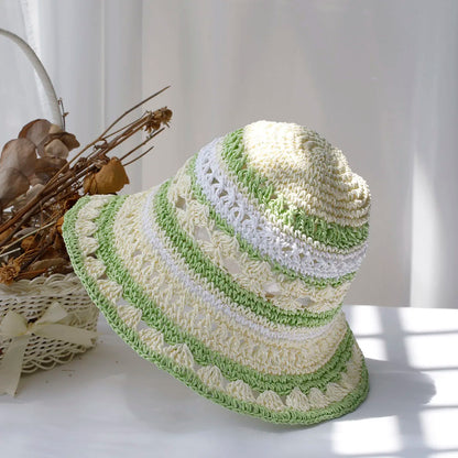 Women's Multicolor Foldable Crochet Bucket Hat