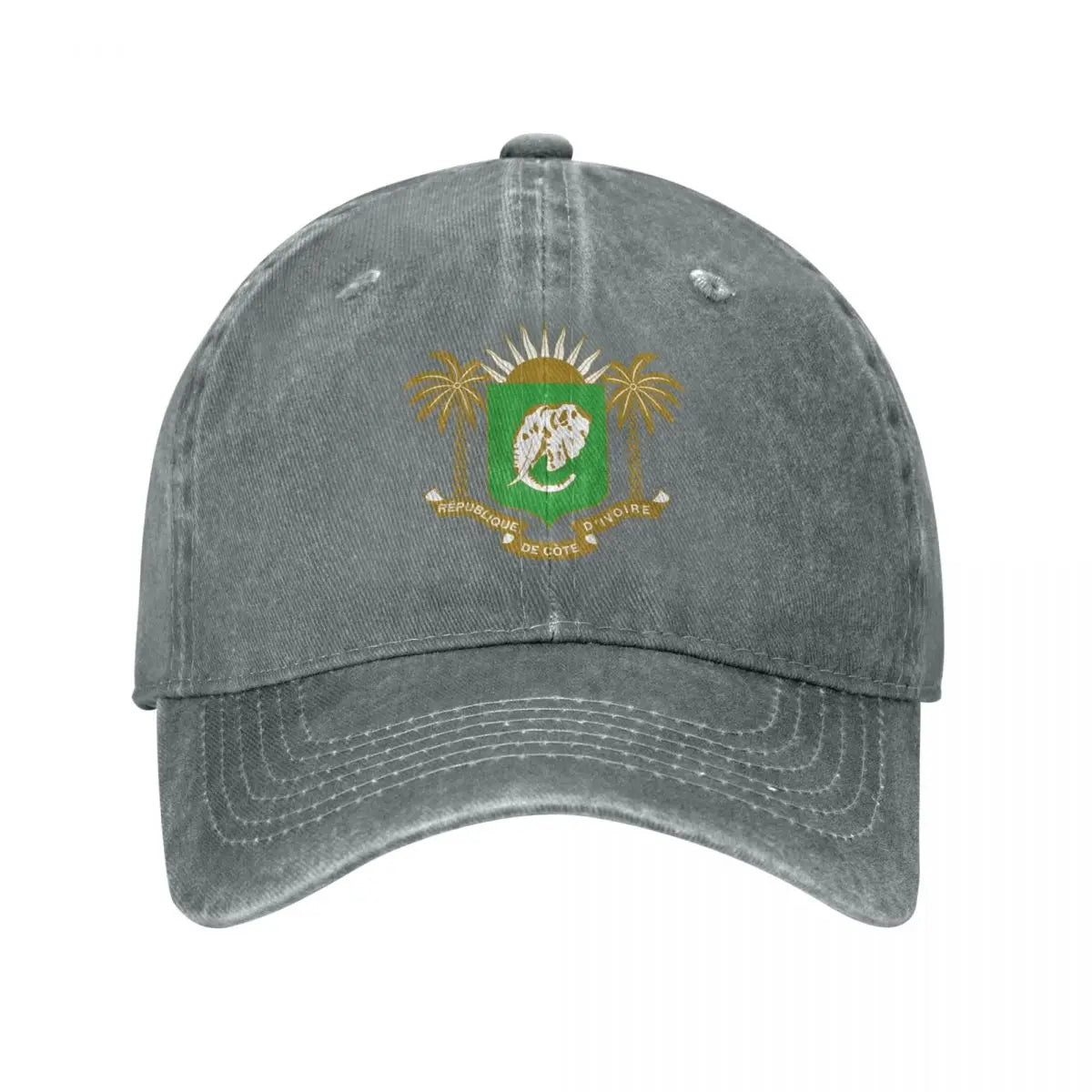 Men Baseball Cap Cote Emblem Charcoal Washed Denim