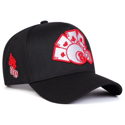 Unisex Poker Embroidery Baseball Caps Spring And Autumn Outdoor