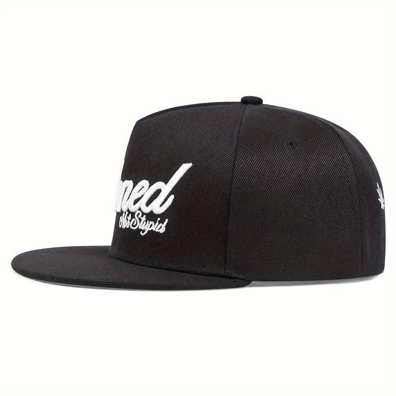 Stoned Letter Embroidered Hip-Hop Snapback Cap