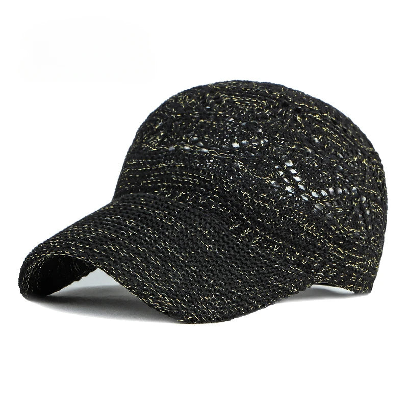 New Hollow Mesh Woman Baseball Cap Knitted Hats For Women Summer