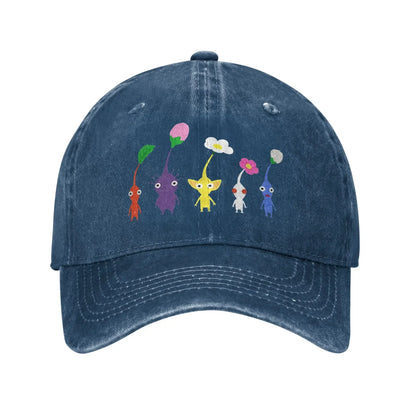 Space Invaders Pixelated Distressed Washed Denim Baseball Cap
