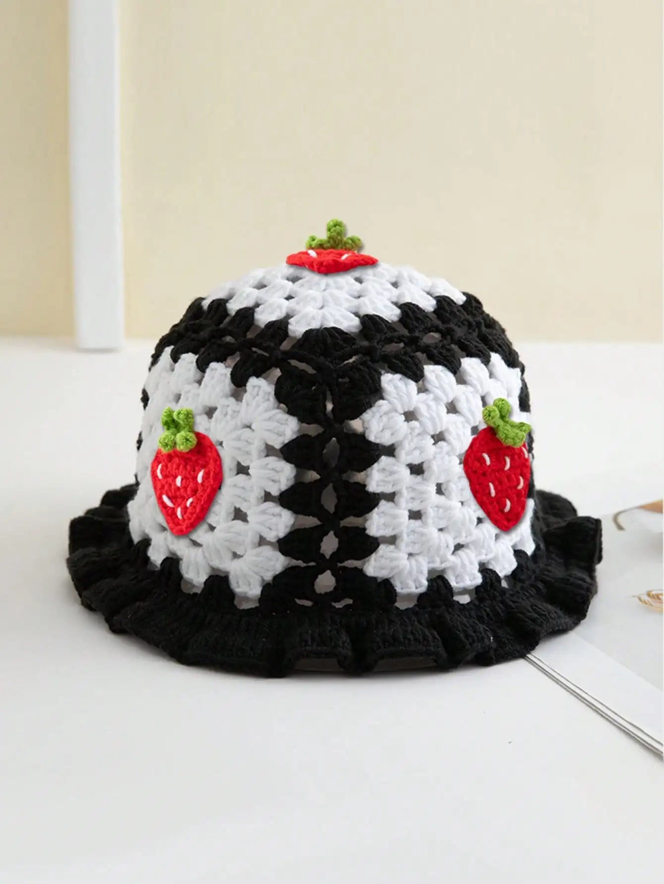 Women Bohemian Crochet Strawberry Fisherman Hat