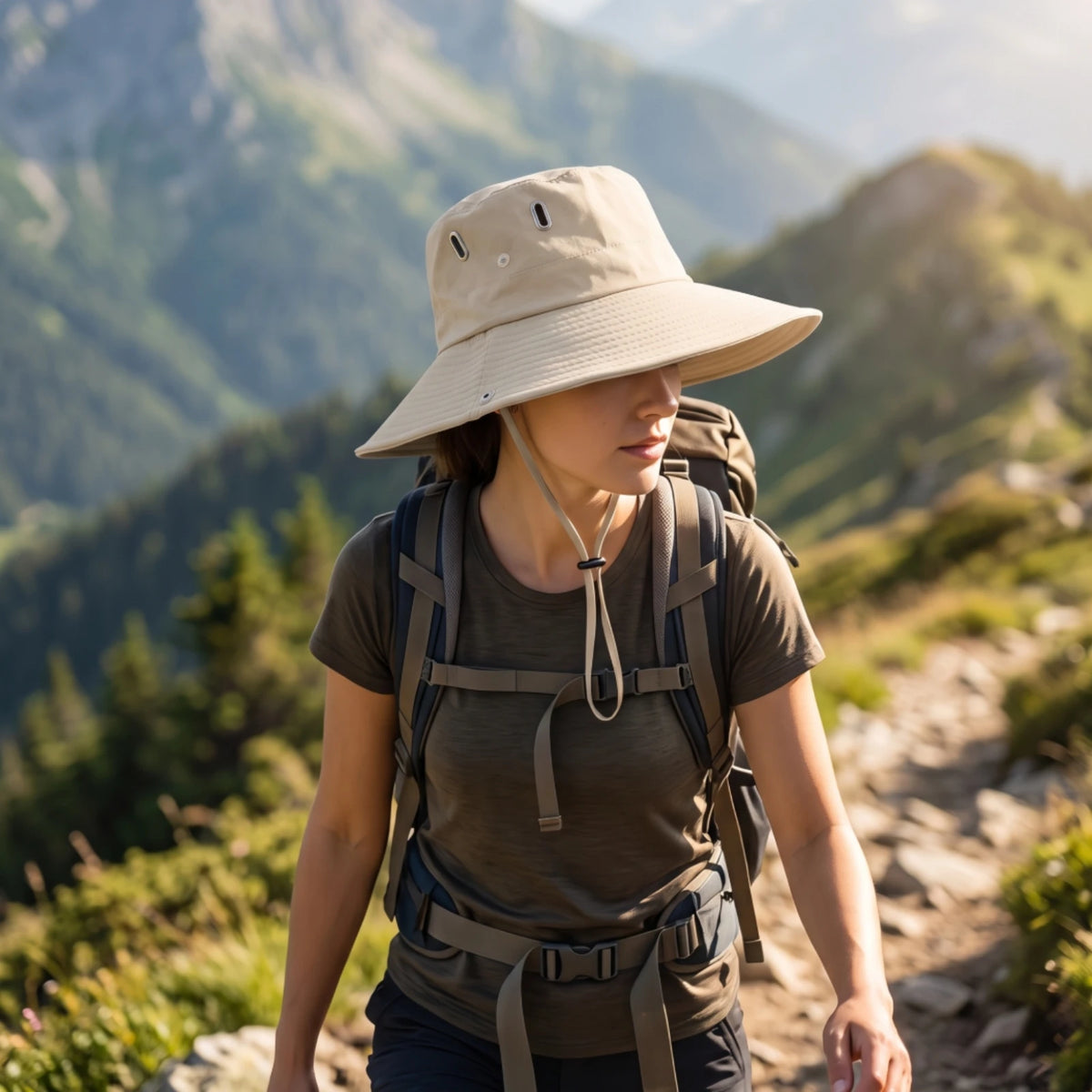 Packable Semi-Rigid Chin Strap Hiking Bucket Hat