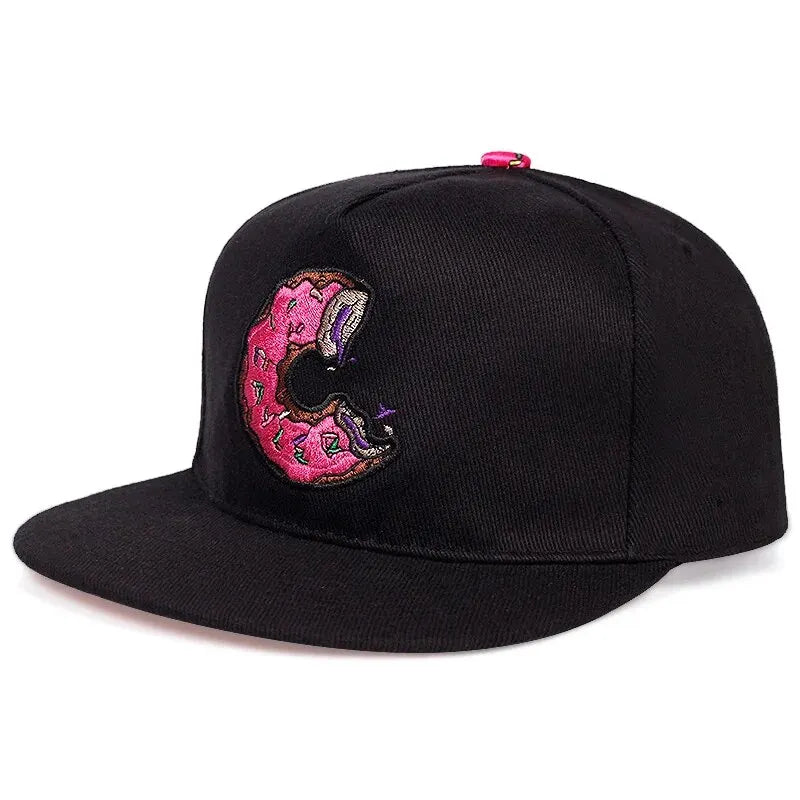 Unisex Doughnut Embroidered Snapback Cap