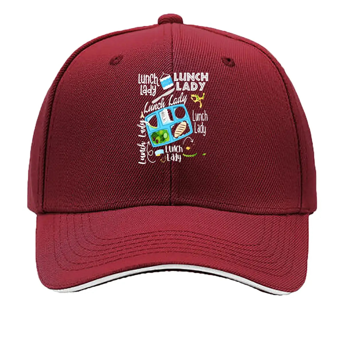 Milk Lunch Lady School Cafeteria Tray Food Graphic Sandwich Baseball Cap