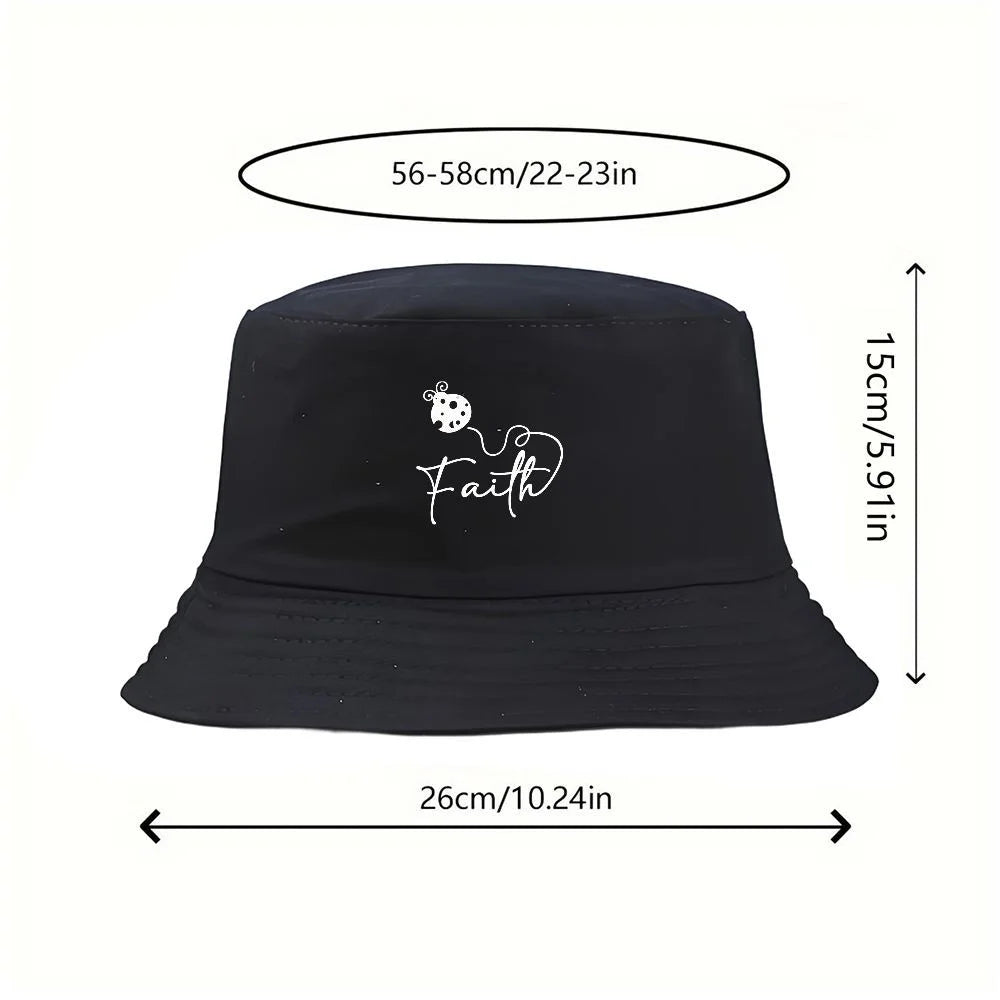 Ladybug Faith Print Vintage Cotton Bucket Hat