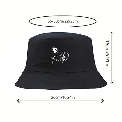Ladybug Faith Print Vintage Cotton Bucket Hat