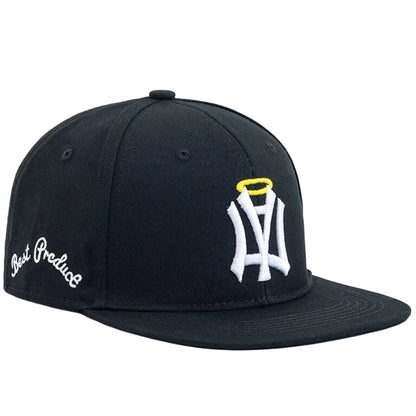 NA Letter Wing Embroidered Unisex Flat Brim Snapback Cap