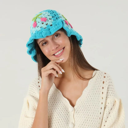 Cherry Crochet Flower Bucket Hat