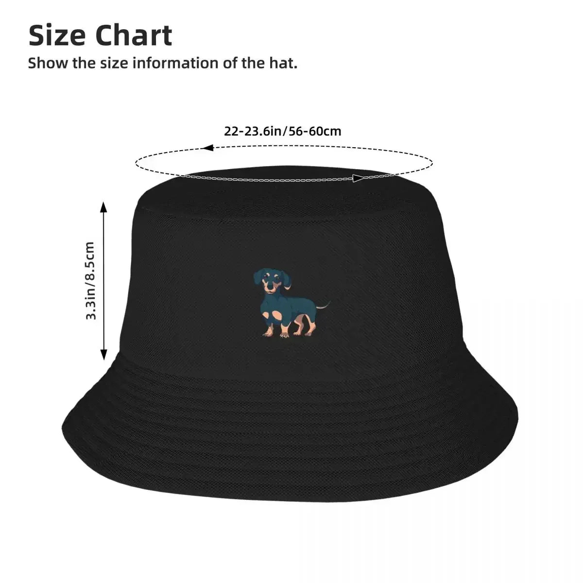 Retro Dachshund Print Bucket Hat